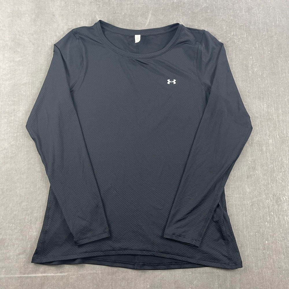 Under Armour Mens Large Black Long Sleeve HeatGear Fitted Training Shirt
